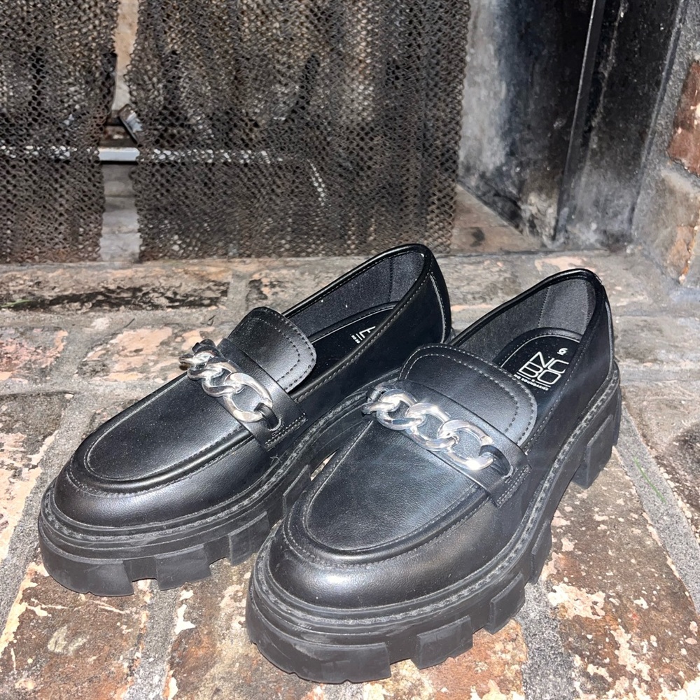 No Boundaries Black Chunky Loafers Slip-Ons